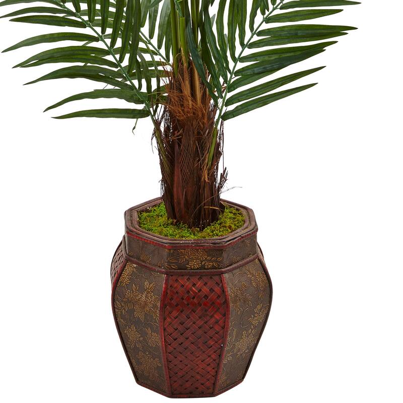 Artificial Palm Tree with Planter, 60" Realistic Green Fronds, Indoor Tropical Decor, Home Office Accent - 51-60 Inches