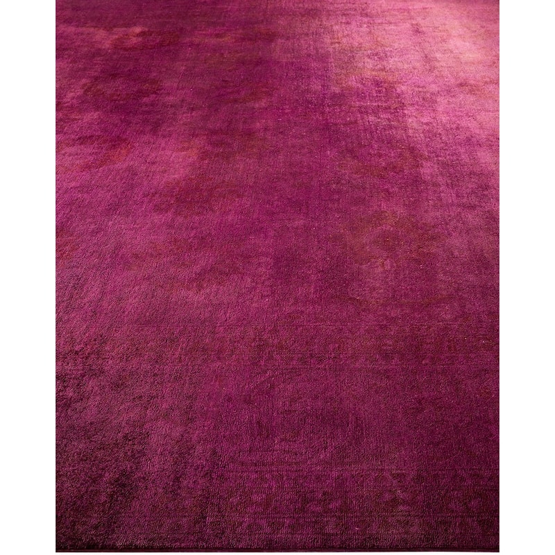 Overton Hand Knotted Wool Vintage Inspired Modern Contemporary Overdyed Red Area Rug - 12' 0" x 14' 10"