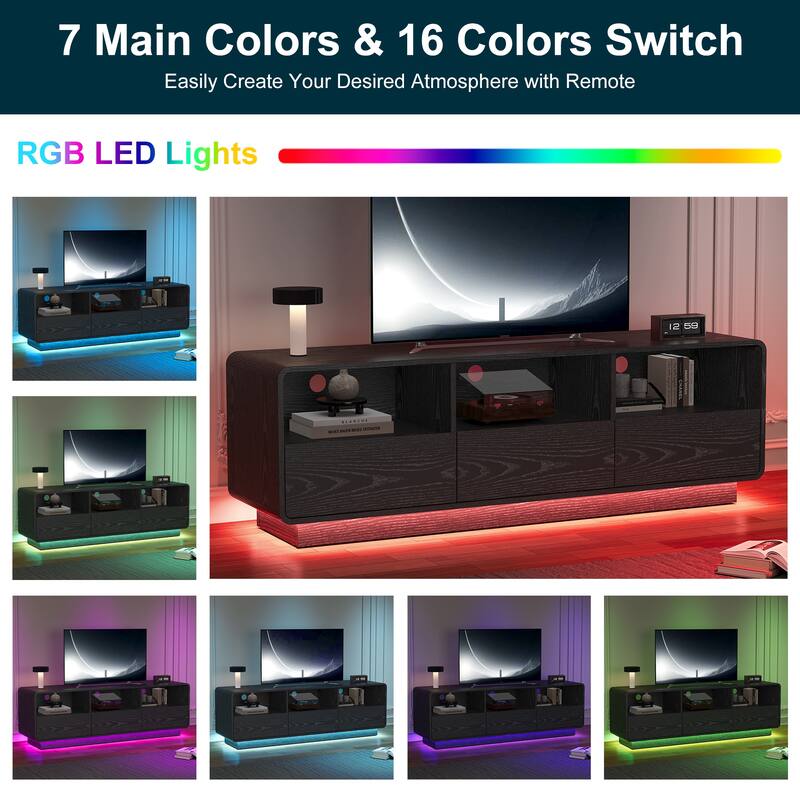 Modern 59-inch TV Stand with LED Lights & Storage