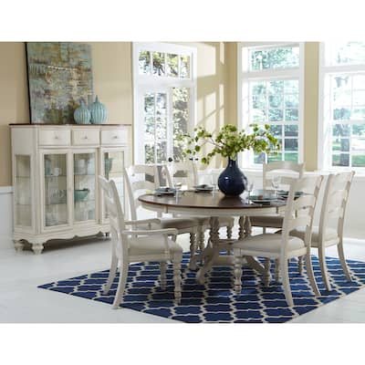 Hillsdale Furniture Pine Island Wood Round Dining Set, Rustic White
