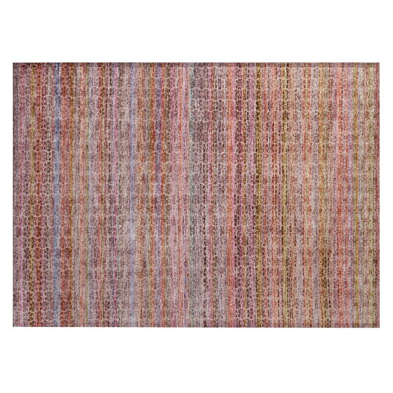 Machine Washable Indoor/Outdoor Transitional Striped Chantille Rug