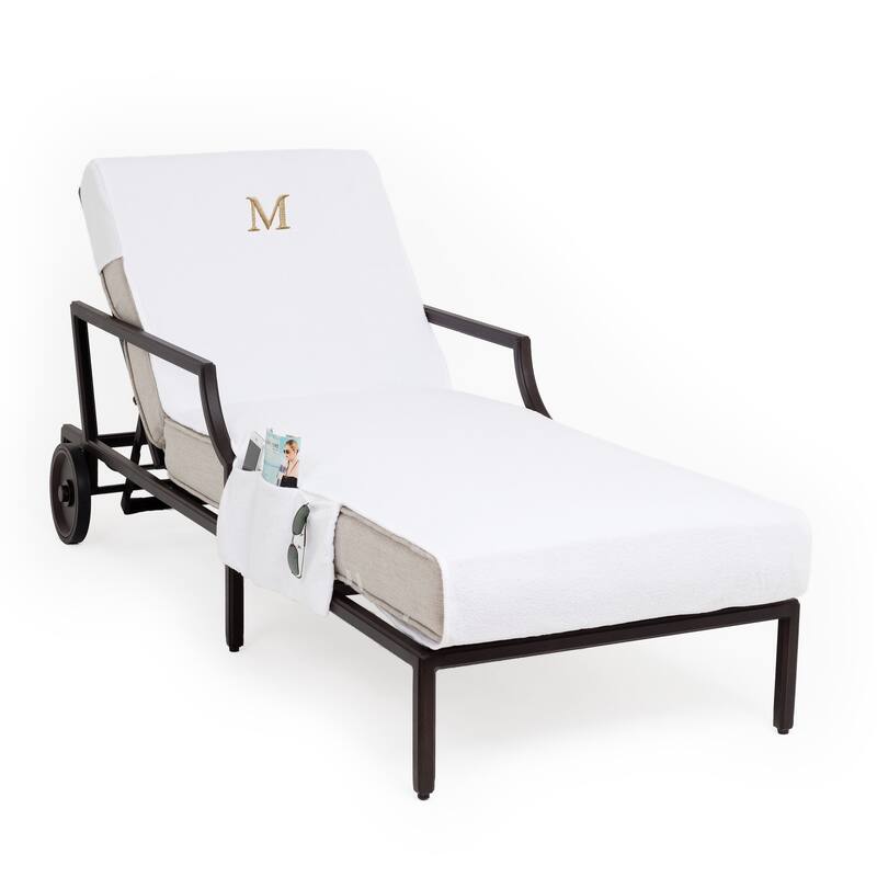 Authentic Hotel and Spa Personalized Standard Size Chaise Lounge Cover with Side Pockets - M