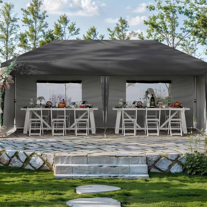 10X20 Pop Up Canopy Tent with 4 Sidewalls for Events, Parties, Camping - Grey