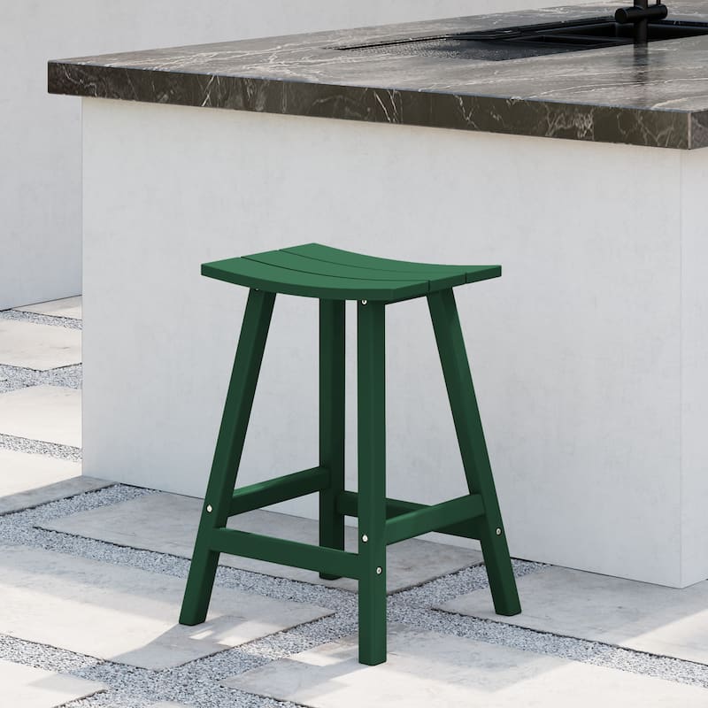 Laguna Hdpe All Weather Outdoor Patio 24" Saddle Seat Counter Stool