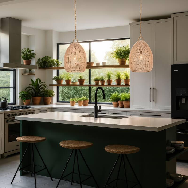 Innovations Lighting Willow - 1 Light 18" Chain Hung Pendant - Gold Finish - Natural Shade