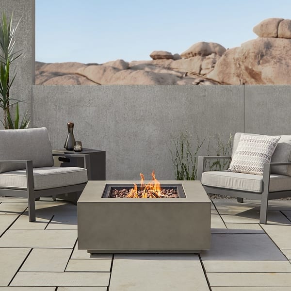 slide 2 of 11, Aegean 36" Square Gas Fire Table in Mist Gray by Real Flame