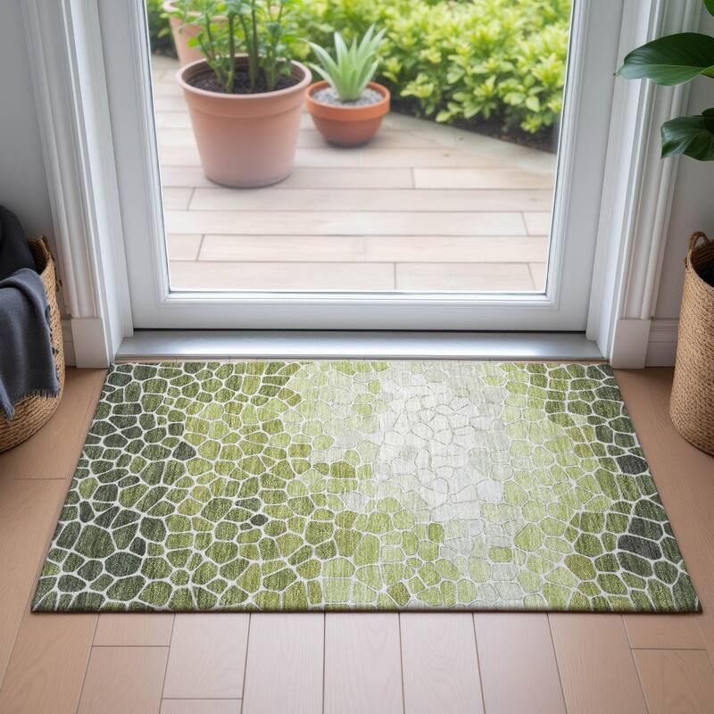 Machine Washable Indoor/Outdoor Contemporary Ombre Chantille Rug