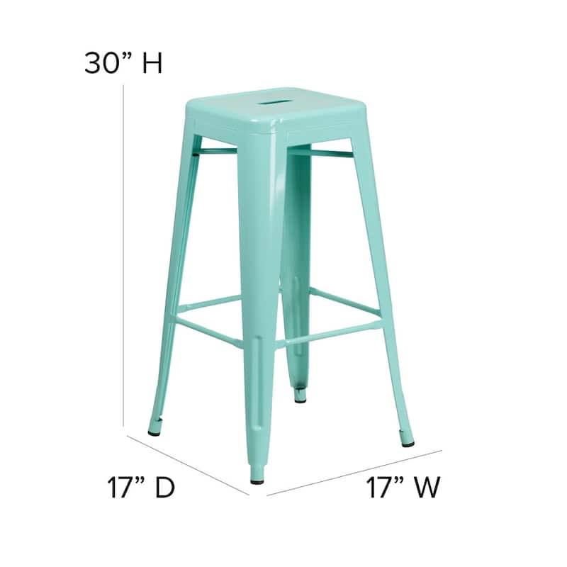 4 Pack 30" High Backless Metal Indoor-Outdoor Barstool with Square Seat