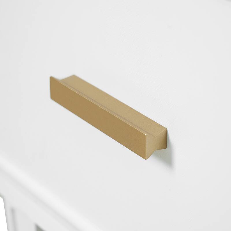 Roomfitters Bathroom Vanity with Sink, Cabinet with Door Shelf, Deep Drawer and Two-Tier Pull-Out Basket, Solid Wood Frame
