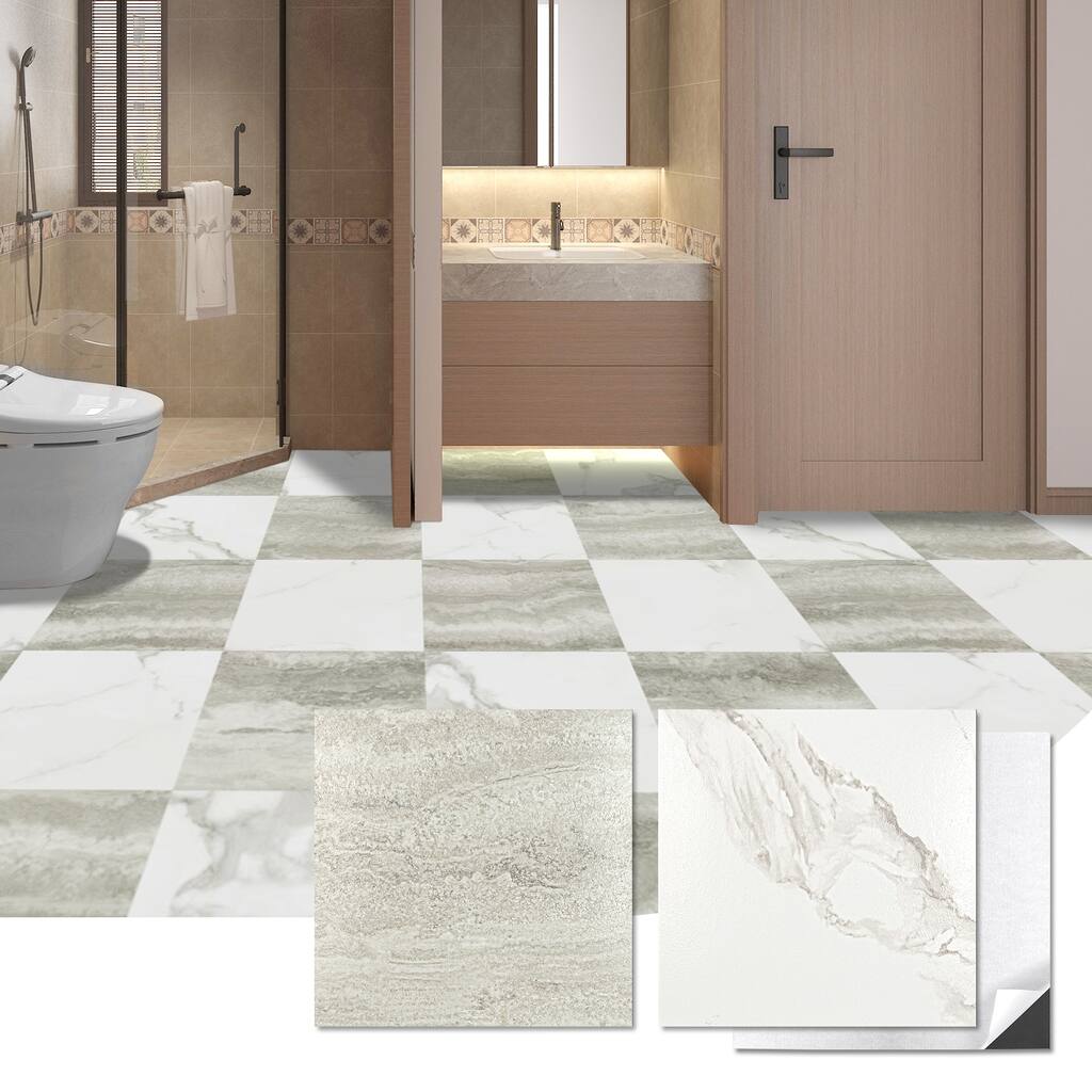 Art3d 30sheets Peel & Stick Vinyl Flooring Tile, Beige 12"x12"