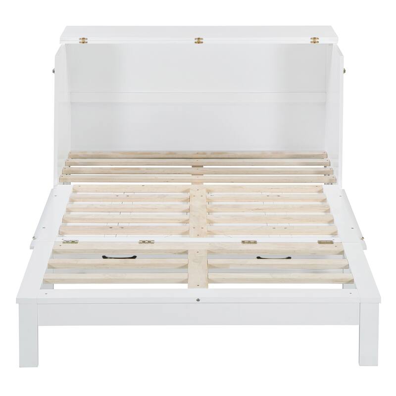 Full Size Murphy Bed with Large Drawers, USB Charging Port & Space-Saving Foldable Design - Perfect for Small Spaces