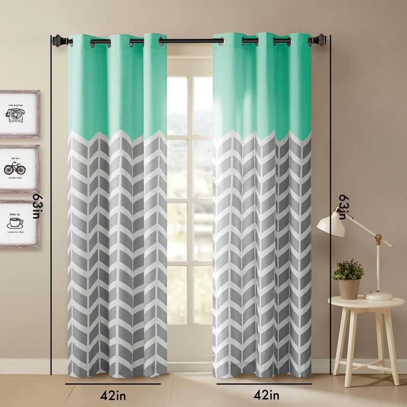 Chevron Printed Room Darkening Grommet Top Panel