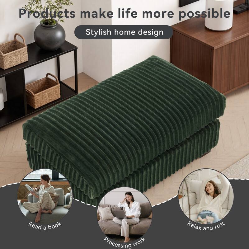 40"W Cotton Flannel Modular Sectional Ottoman