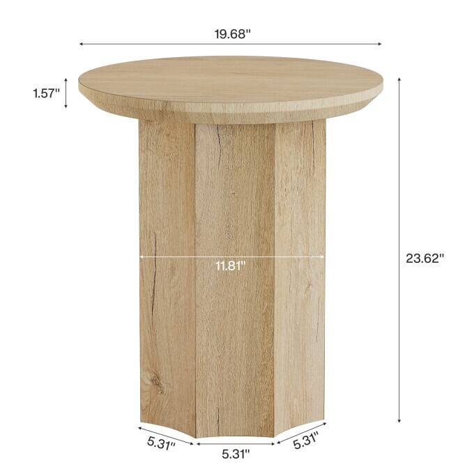 Round Side Table, Wooden End Table for Small Space - 1PC