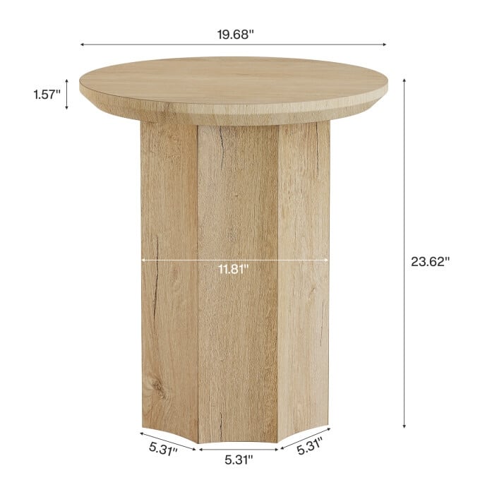 Round Wooden Side Table for Living Room, Bedside - 1PC