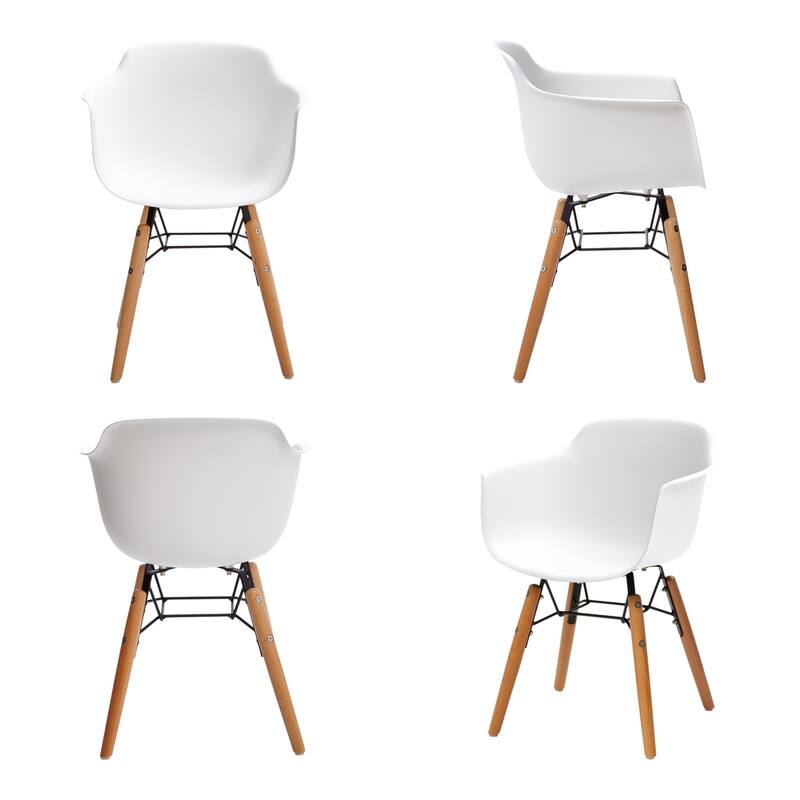 HomeRoots Set Of Four White And Brown Heavy Duty Plastic And Wood Juvenile Side Chairs - 16.00 in. x 23.00 in. x 15.00 in.