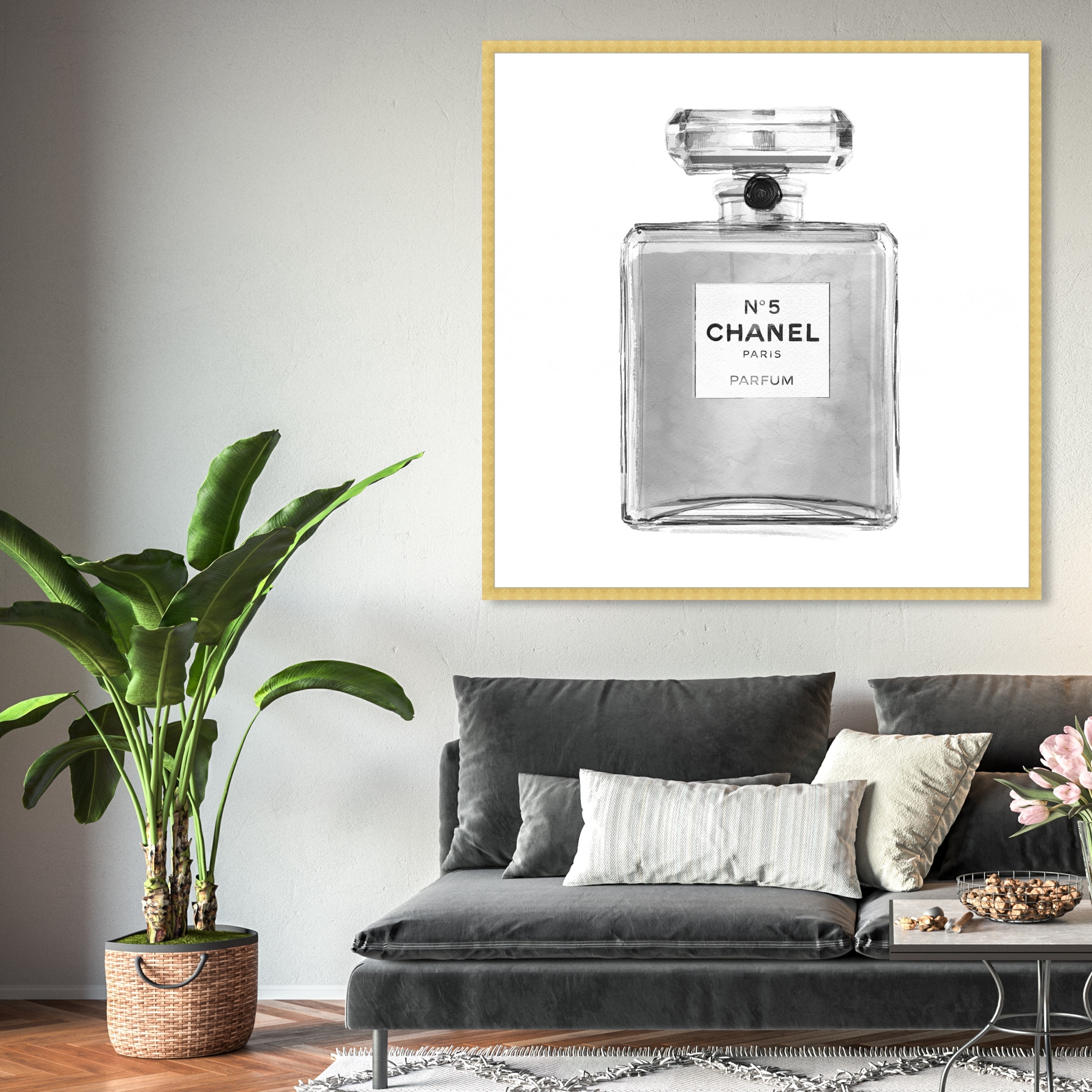 Oliver Gal 'Silver Classic Perfume' Fashion and Glam Framed Wall