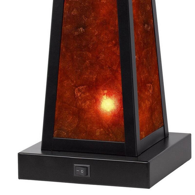 24 Inch Elegant Mica Table Lamp With Night Light, Pull Chain Switch - 23.5 H x 16 W x 16 L Inches