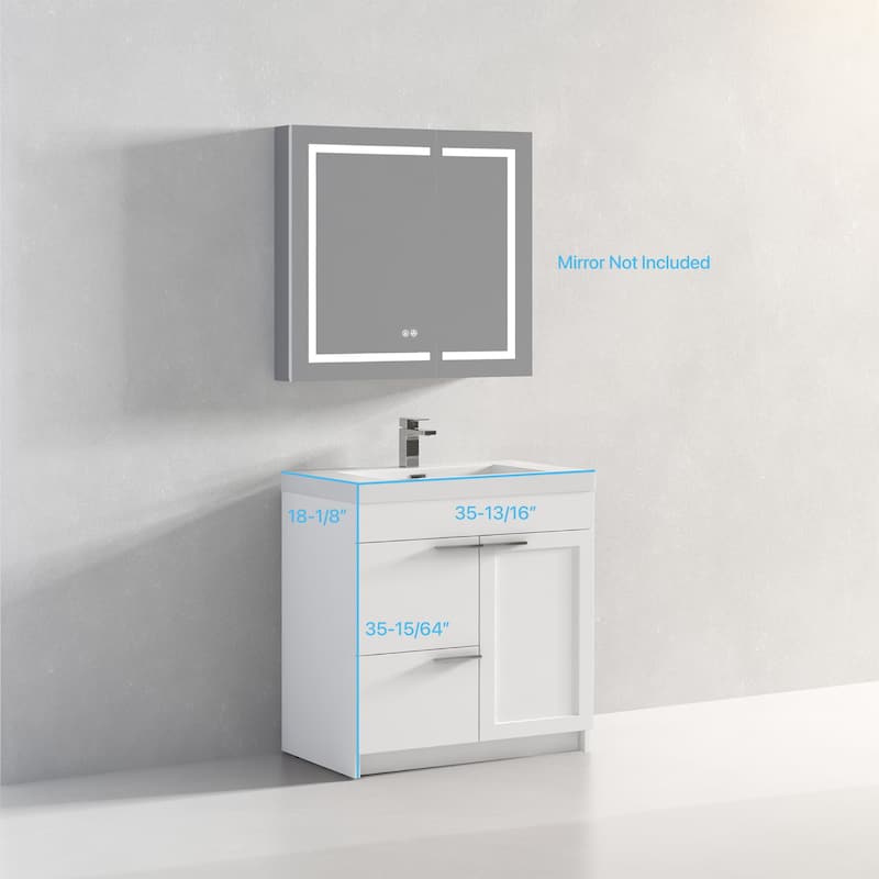 Blossom Hanover 36 Inch Bathroom Vanity with Topmount Acrylic Sink