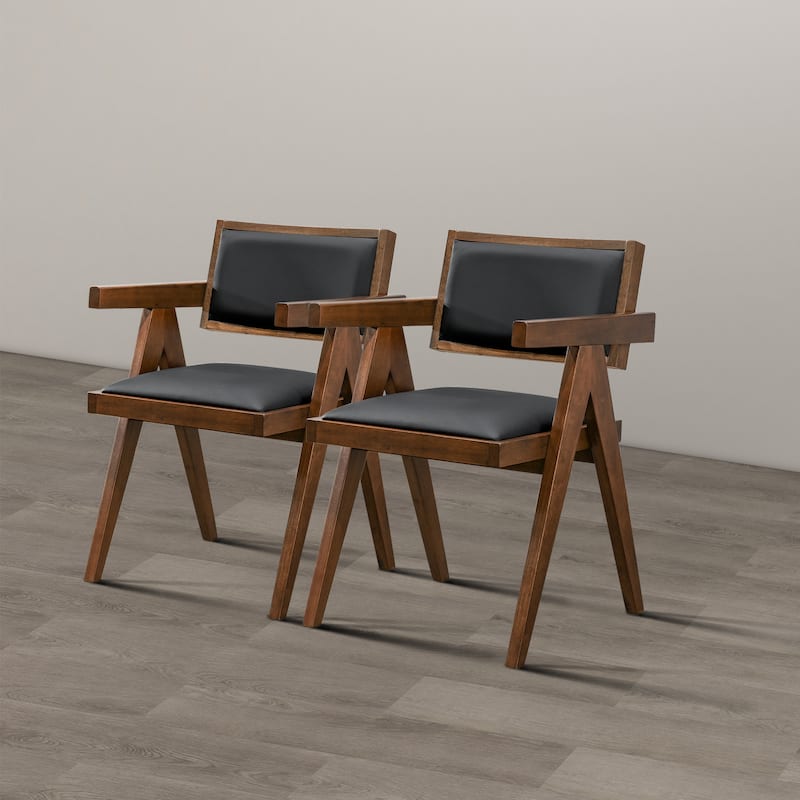 Sandy Contemporary Dining Chairs in Black Vegan Leather ( Set of 2)