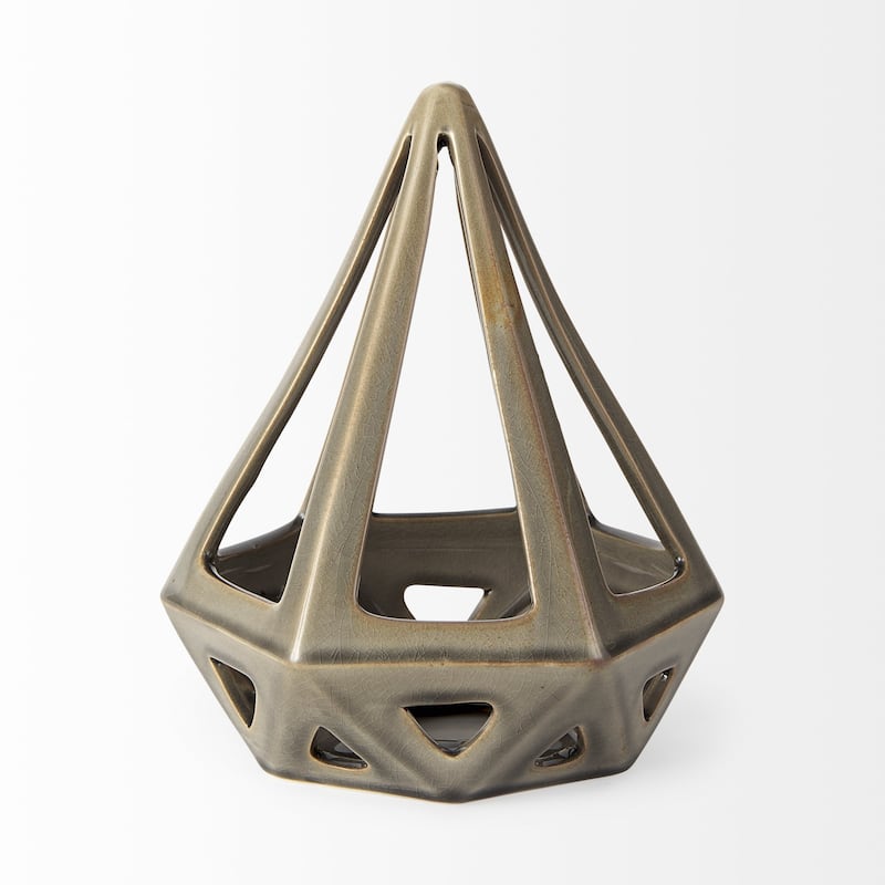 Crackle Glaze Ceramic Conical Sculpture - 8"W x 8"D x 9"H