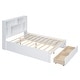 preview thumbnail 11 of 32, Full Size Platform Bed with Storage Headboard and Drawers - White Finish