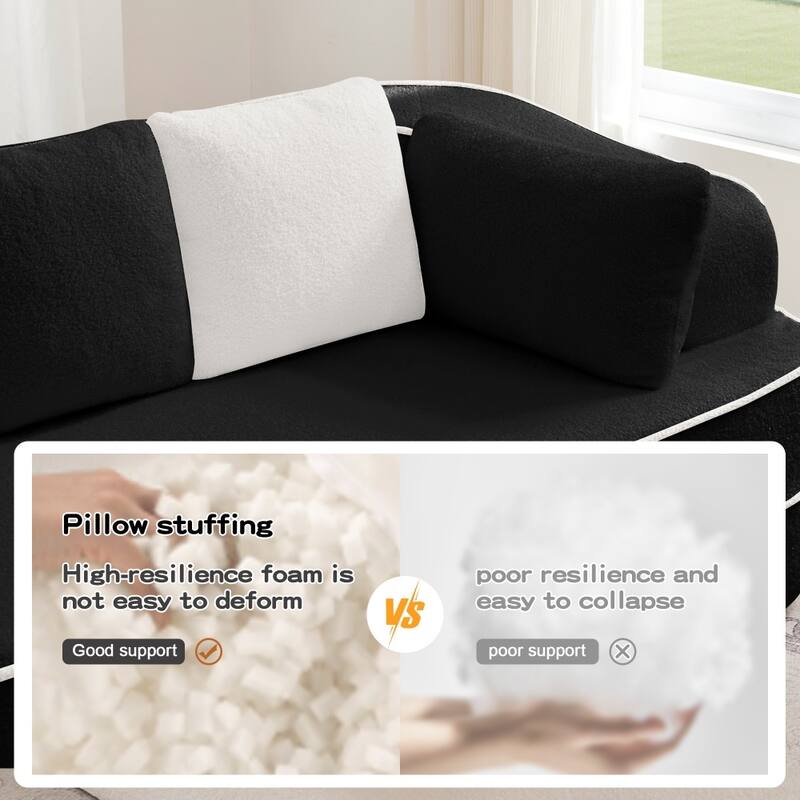77.2" Symmetrical Fluffy Comfy Modular Sectional Sleeper Sofa with Double Chaises