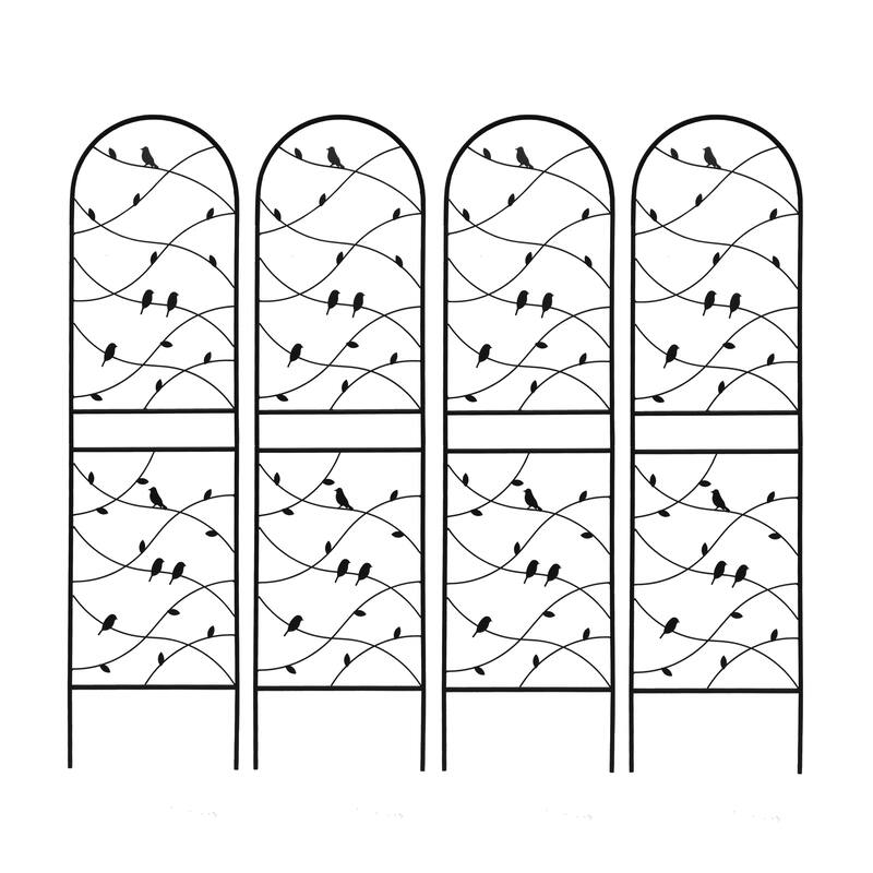 2 Pack Metal Garden Trellis Rustproof Trellis for Climbing Plants Outdoor Flower Support Black