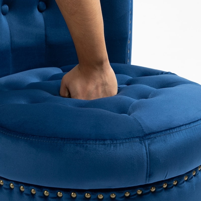 Velvet High-Back Storage Chair - Royal Accent Armless Chair for Living Room & Bedroom, 330lbs Weight Capacity