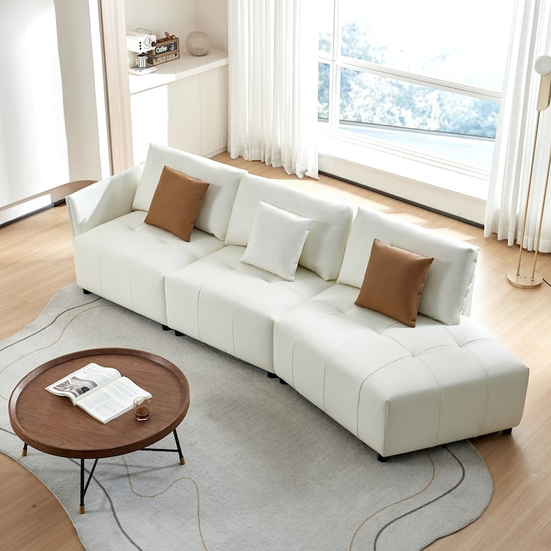 Classic Elegant Leather Modern Sofa Modular Sectional Couch Bed Bath