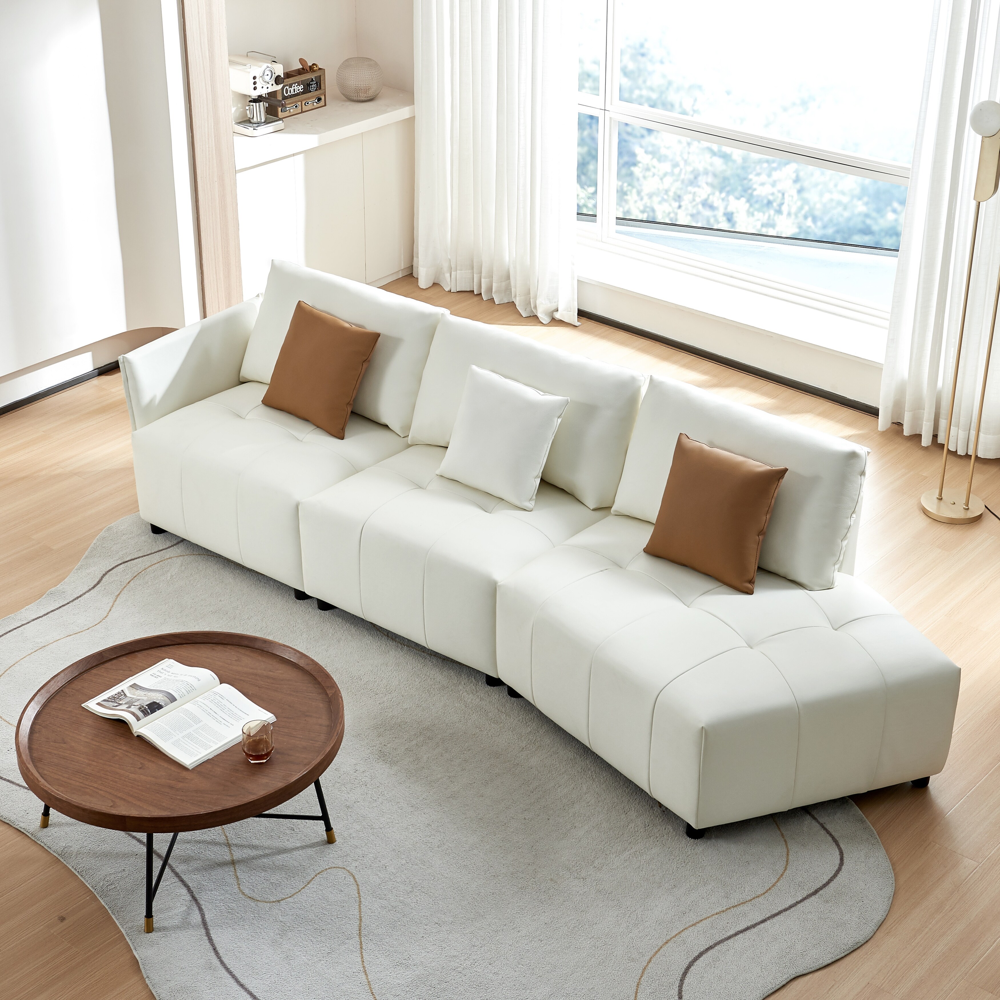 White leather cheap modular sectional