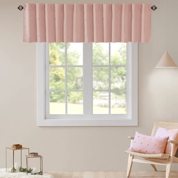 slide 1 of 37, Urban Habitat Maize Cotton Jacquard Pom Pom Window Valance Pink