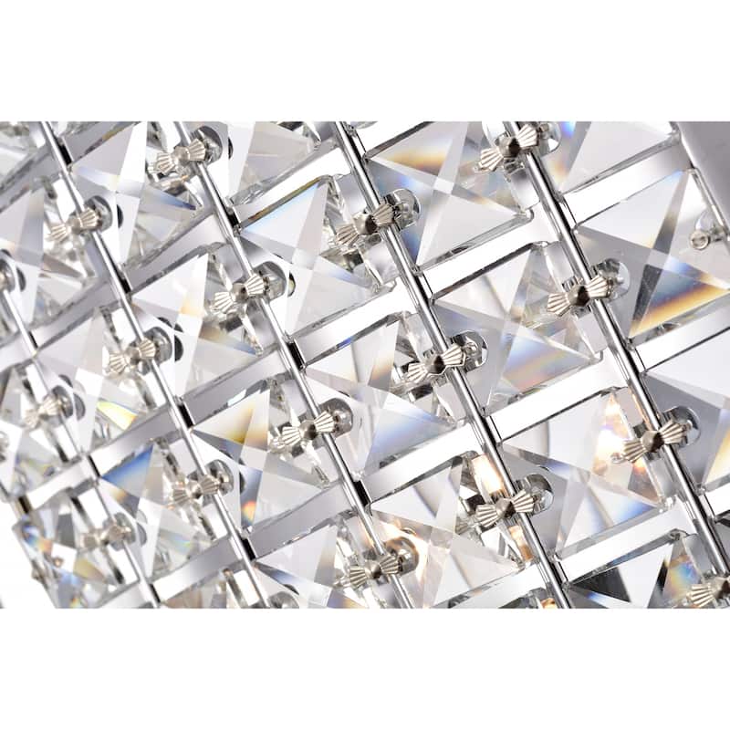 Cassie Chrome Ceiling Fan 30-Inch 6-Light Geometric Metal & Crystal Drum Shade (Includes Remote)