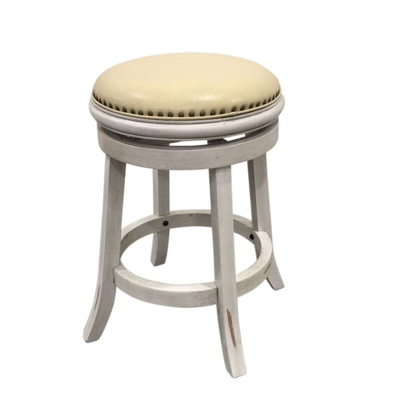 Upholstered Seat Swivel Barstools - 25" - Set of 2 - Cream