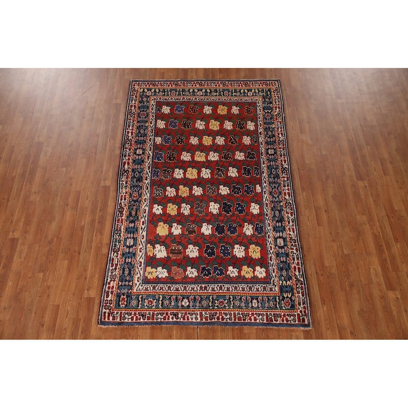 Vegetable Dye Kashkoli Persian Vintage Area Rug Handmade Wool Carpet - 5'1"x 8'4"