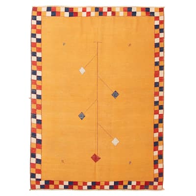 ECARPETGALLERY Flat-Weave Kashkuli Light Orange Wool Tapestry Kilim - 5'0 x 6'11