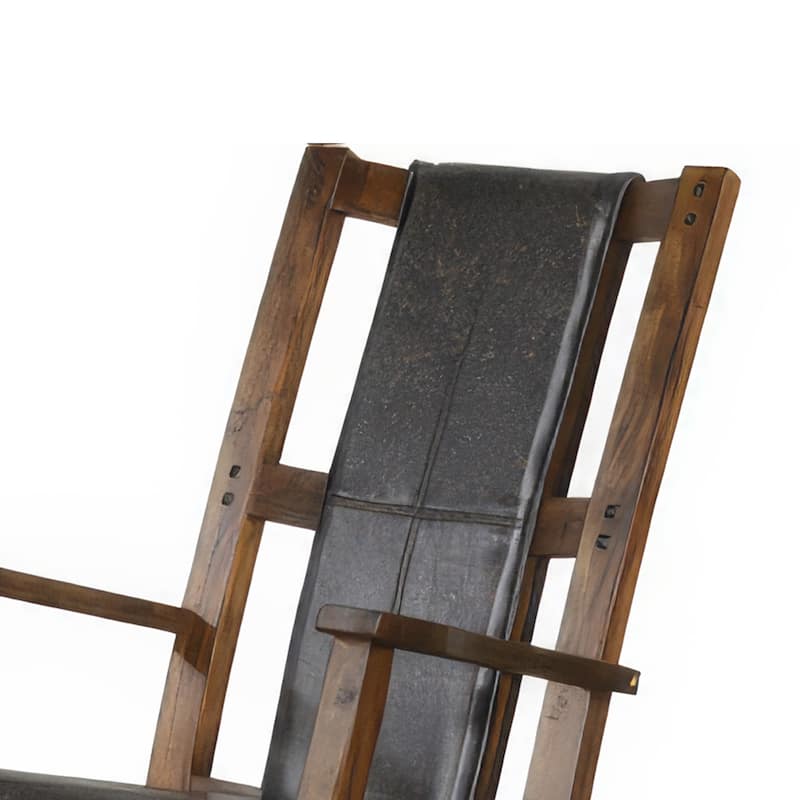 Jenne Rocking Chair, Faux Leather Seat and Back, Antique Dark Brown