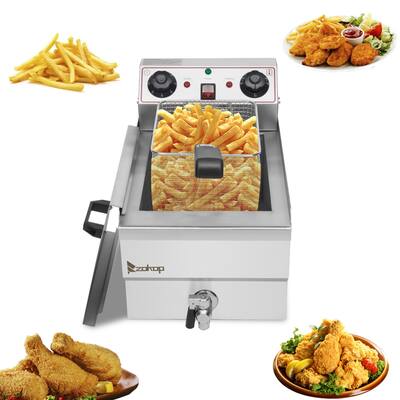 Stainless Steel Faucet Single Tank Deep Fryer 1700W Max