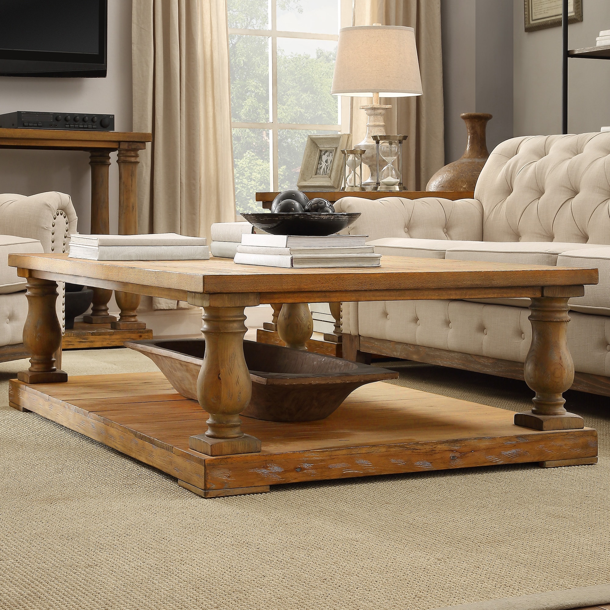 iNSPIRE Q Artisan Edmaire Rustic Baluster 60-inch Coffee Table
