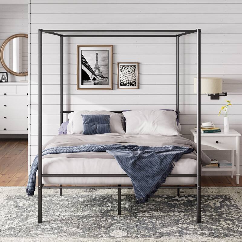 Priage by ZINUS Black Metal Canopy Platform Bed Frame