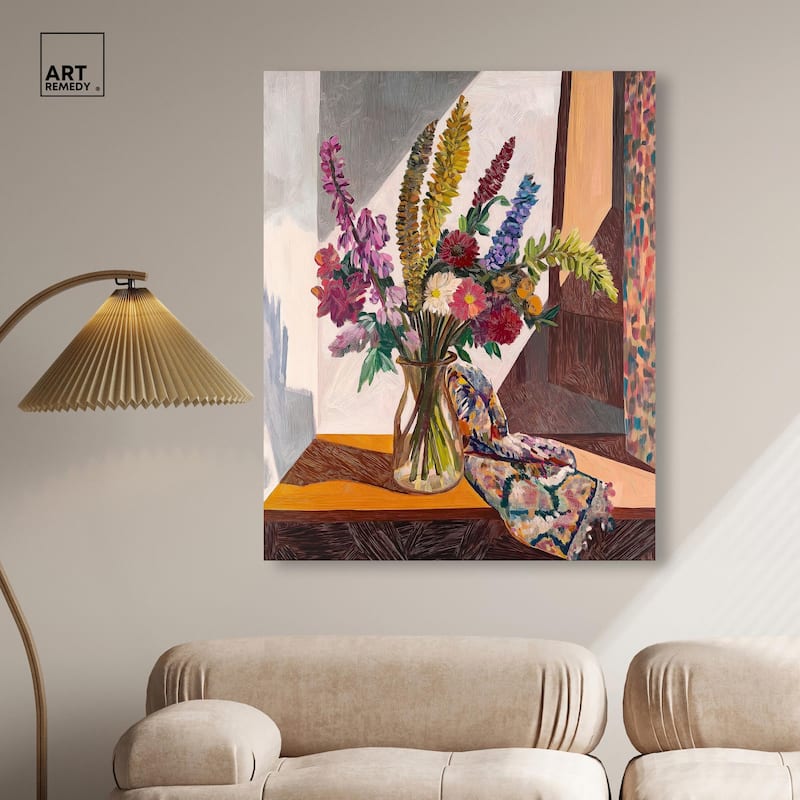 Warm Tones and Blooms Canvas by Art Remedy, Gallery Wrapped