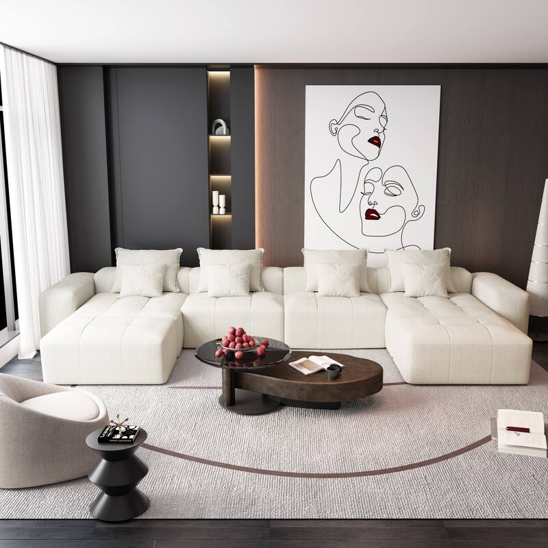 Modern Oversized Modular Sectional Sofa,with 8 Pillows,8 PCS DIY Combination Tufted Sofa