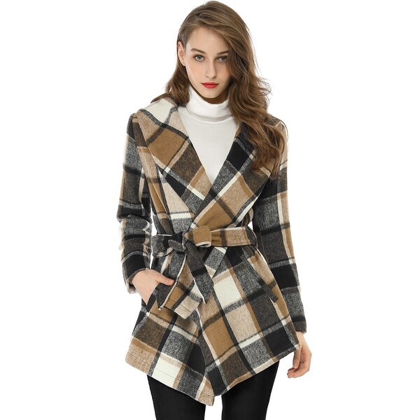 plaid wrap coat