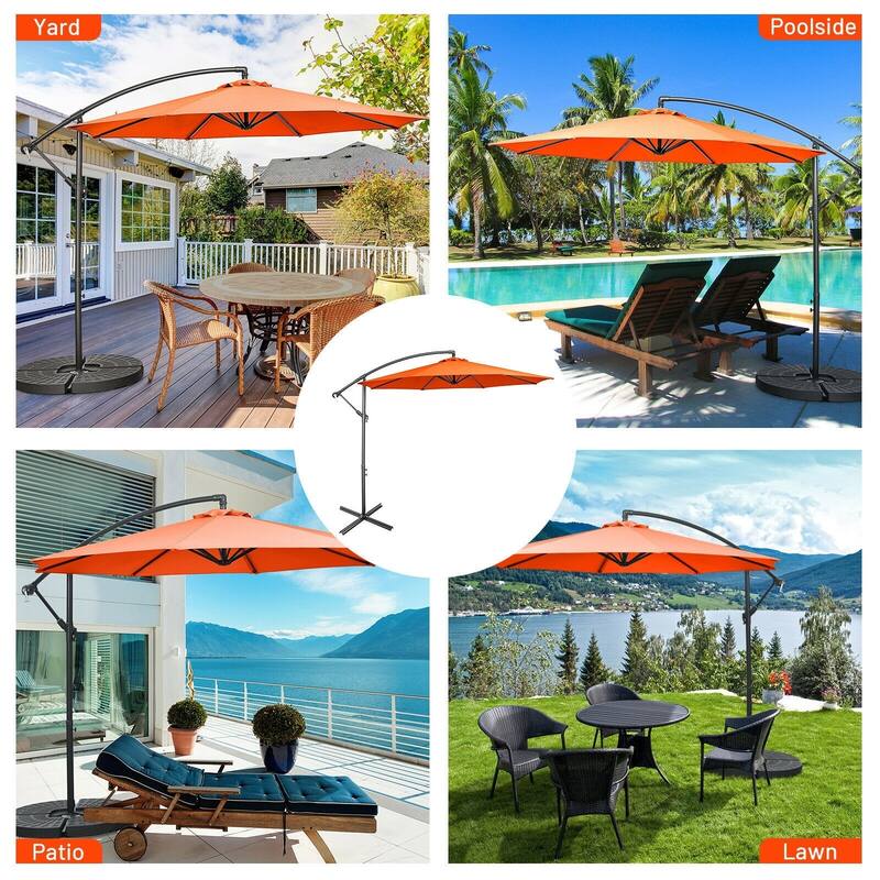 10ft Cantilever Patio Umbrella with Crank and Cross Base