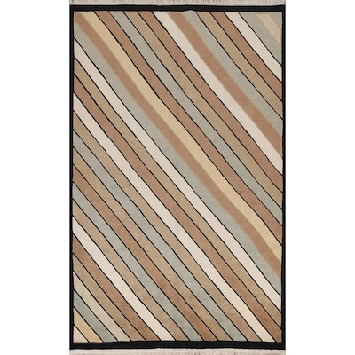 Contemporary Nepalese Vegetable Dye Area Rug Hand-knotted Wool Carpet - 6'1" x 8'10"