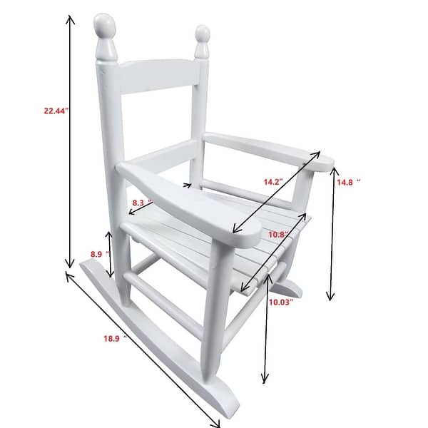 dimension image slide 5 of 7, Sturdy Rocking Chair Indoor and Outdoor -Suitable For Kids - 14.2” L x 18.9” W x 22.44” H