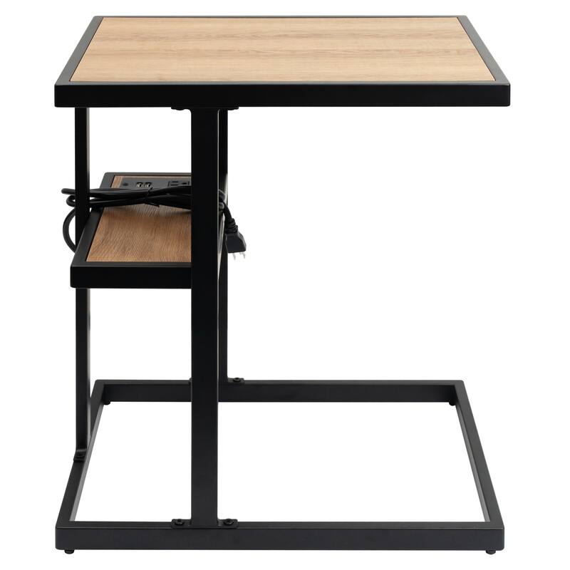 Azalea Park Wood and Metal C-Table with Charging Station - 20 W x 13.98 D x 24.02 H