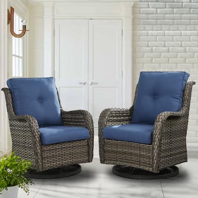 Pocassy PE Wicker Rocking Chair Swivel Chairs Glider Chair