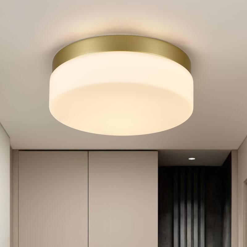 LED Flush Mount Ceiling Light Fixture, Modern Ceiling Lamp 24W 12 Inch Closet Round Surface for Bathroom Laundry Bedroom - Gold