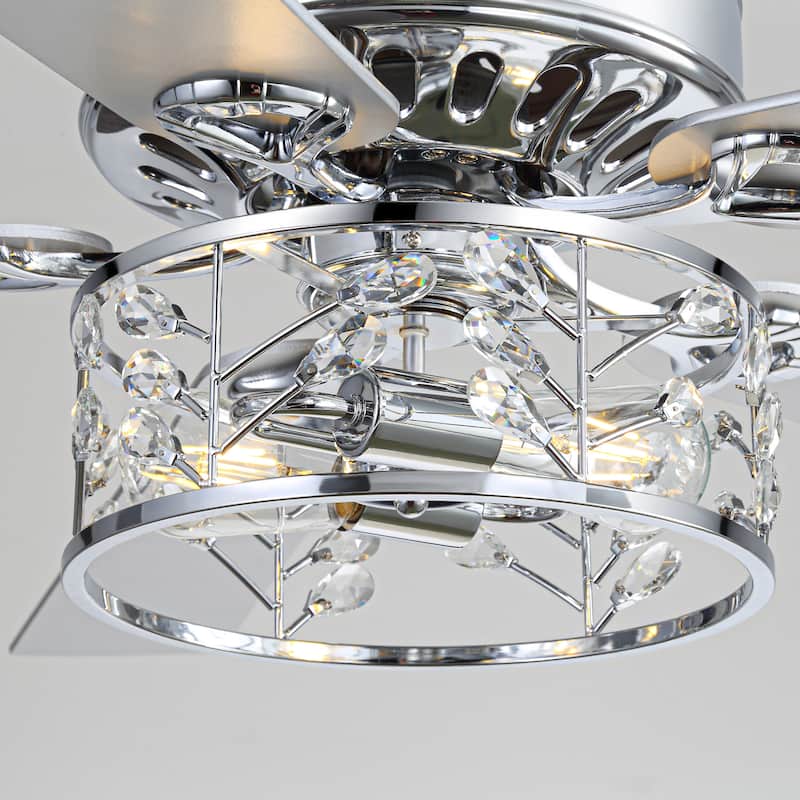 52" Reversible 5-Blade Caged Ceiling Fan with Light and Remote